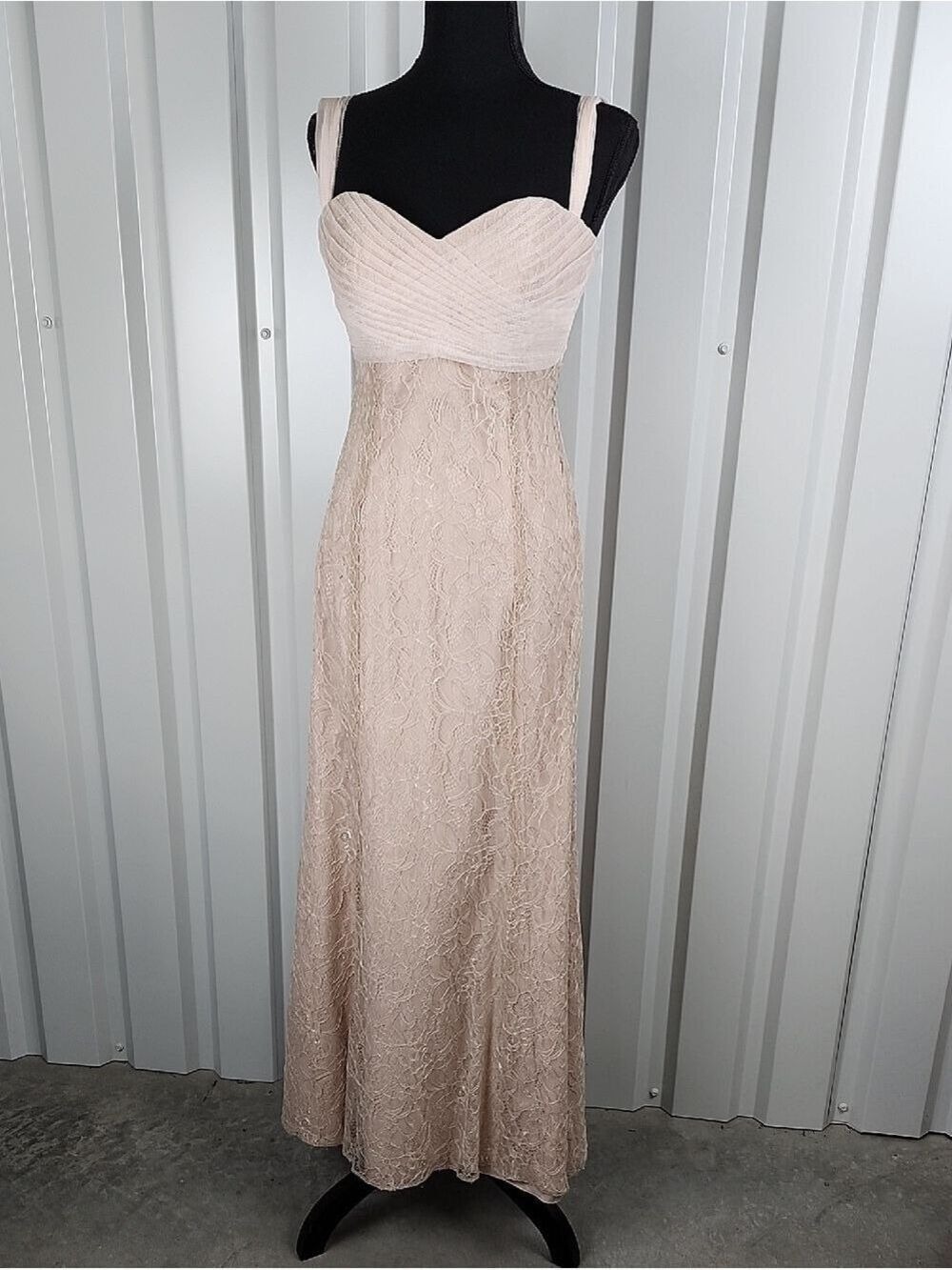 Jenny Yoo Womens Blush Lace Empire-Waist Maxi Dress JY524S Size 4 Bridesmaid